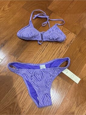 No Boundaries Lavender Crochet Bikini Set